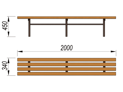 Двухметровая лавочка без спинки 2 м МАФ 1602 в Ставрополе