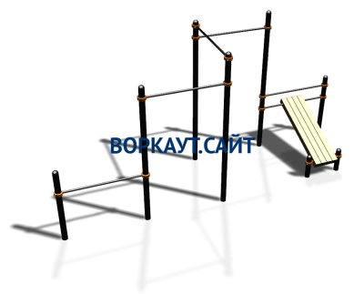 Воркаут комплекс разноуровневых турников со скамьей для пресса ВС-37 в Ставрополе