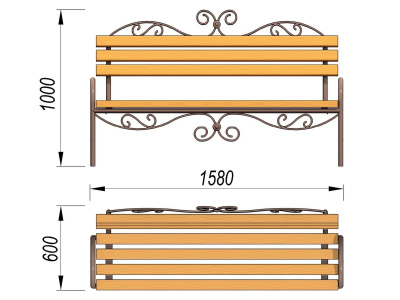 Лавочка кованная МАФ 1606 в Ставрополе