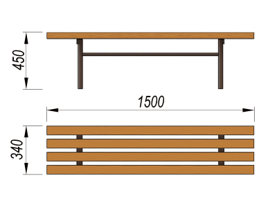 Лавочка без спинки МАФ 1601 в Ставрополе
