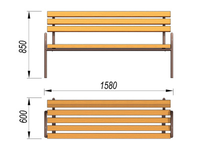 Парковая лавочка со спинкой МАФ 1605 в Ставрополе